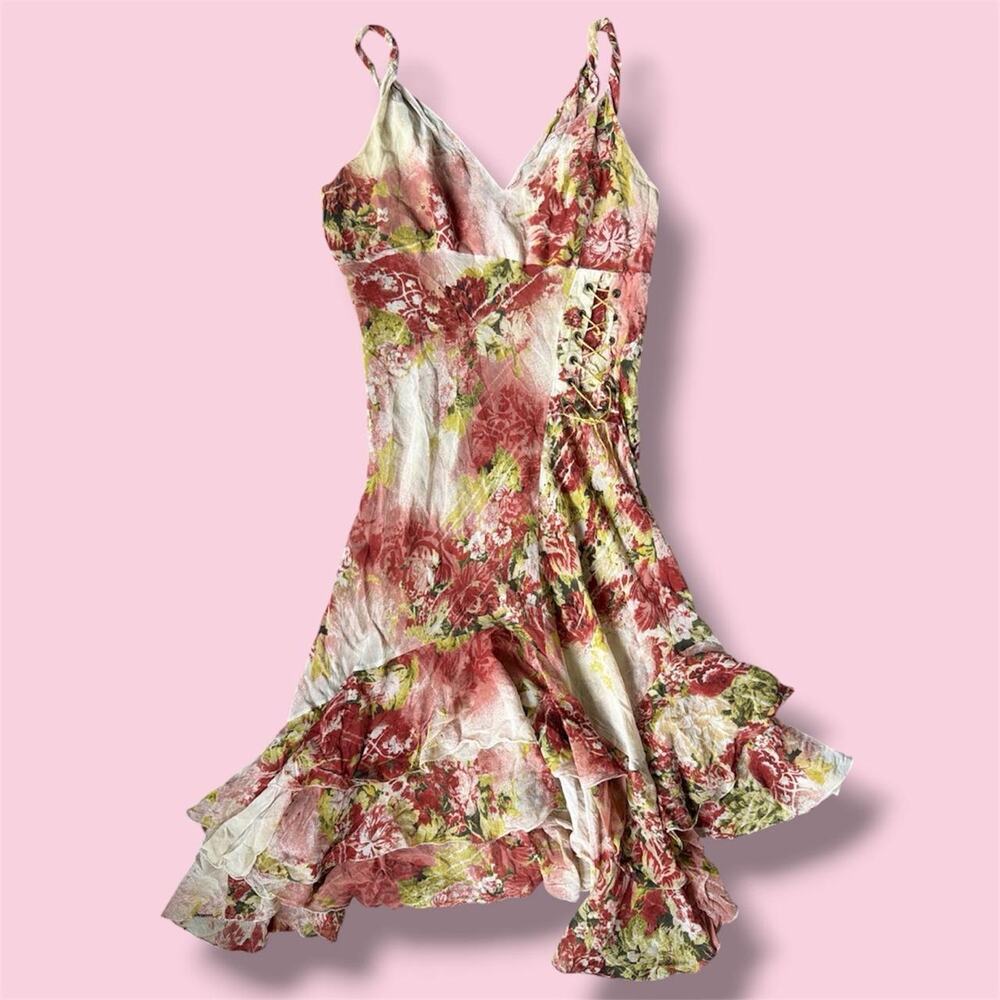 Vintage silk euro Anna Rita N watercolor fairycore asymmetrical dress